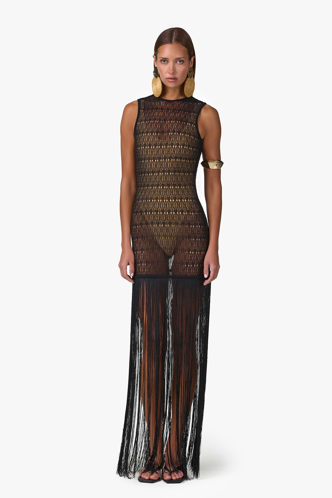 SAME Sleeveless Fringe Knit Maxi Dress | Black | Women's Dresses M / Black SAME Sleeveless Fringe Knit Maxi Dress | Black | Women's Dresses M / Black
