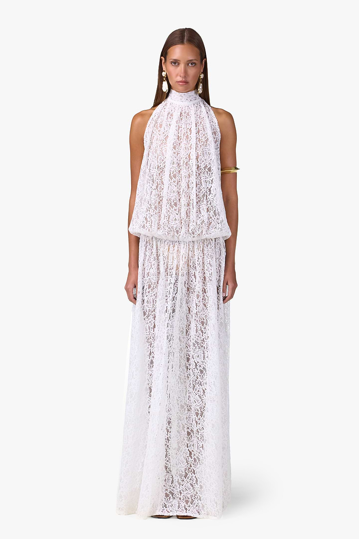 princesa white lace drop waist maxi dress Princesa White Lace Drop Waist Maxi Dress