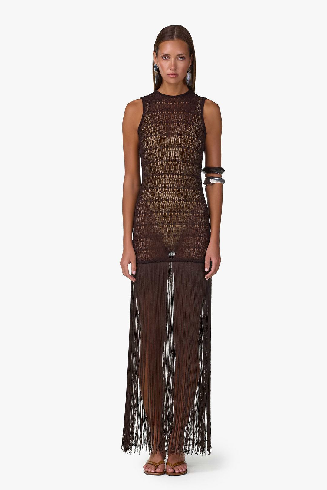 Fringe Knit Maxi Dress (Chocolate Brown) Fringe Knit Maxi Dress (Chocolate Brown)