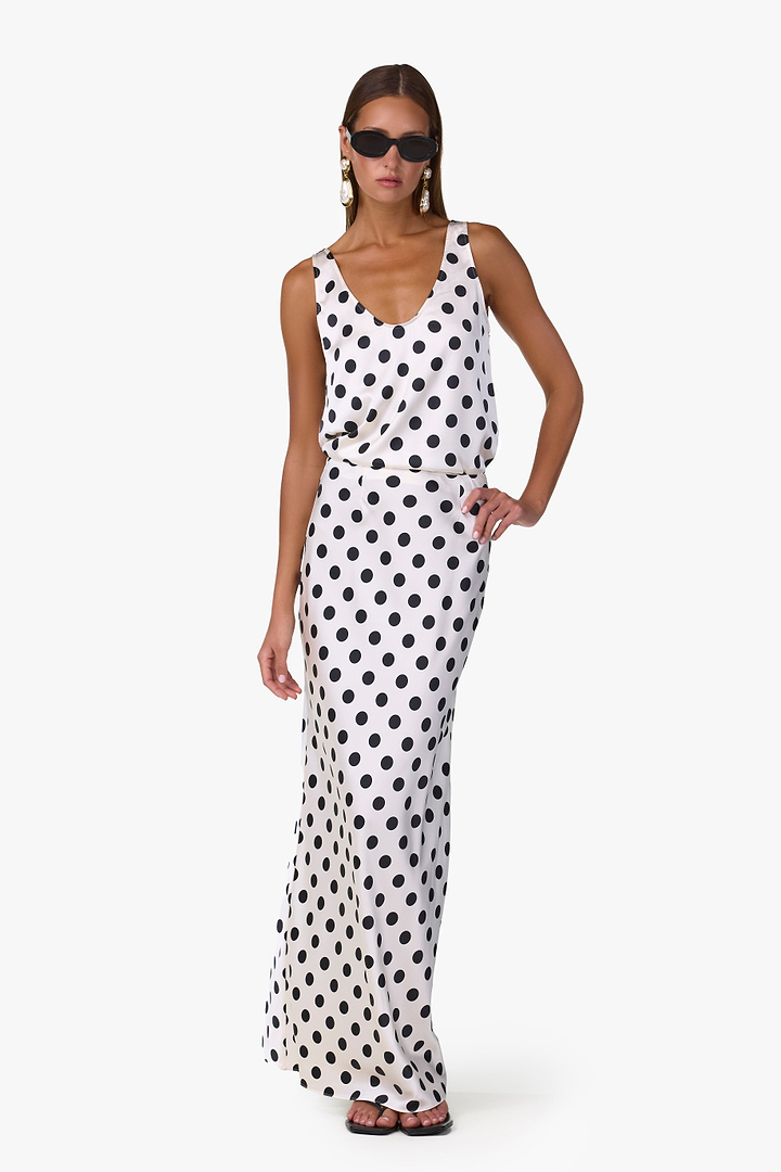 Silk Tank (Cream Polka Dot)