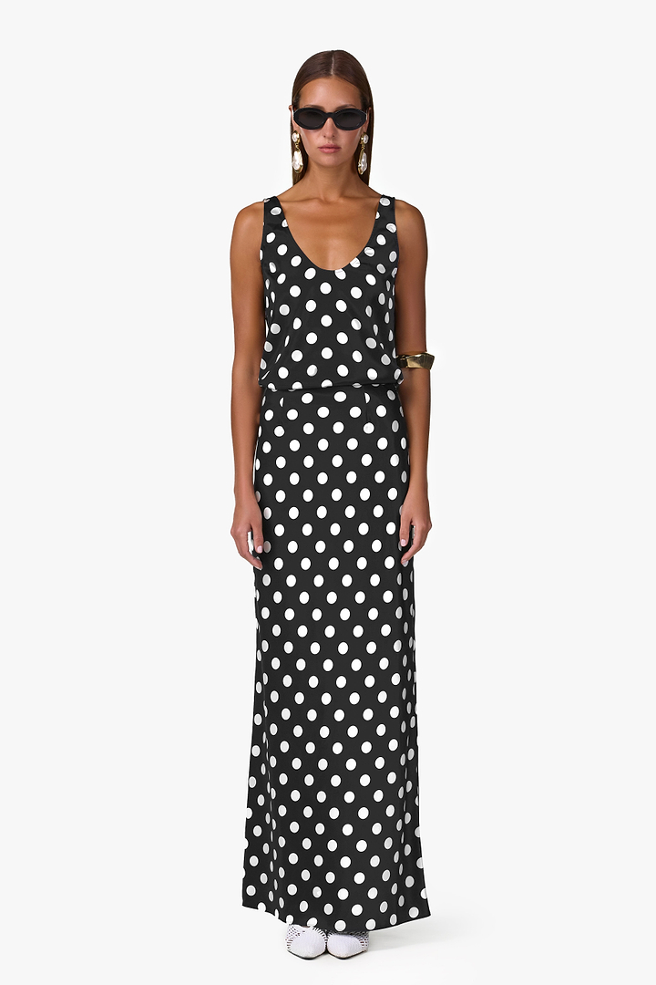 Silk Tank (Black Polka Dot)