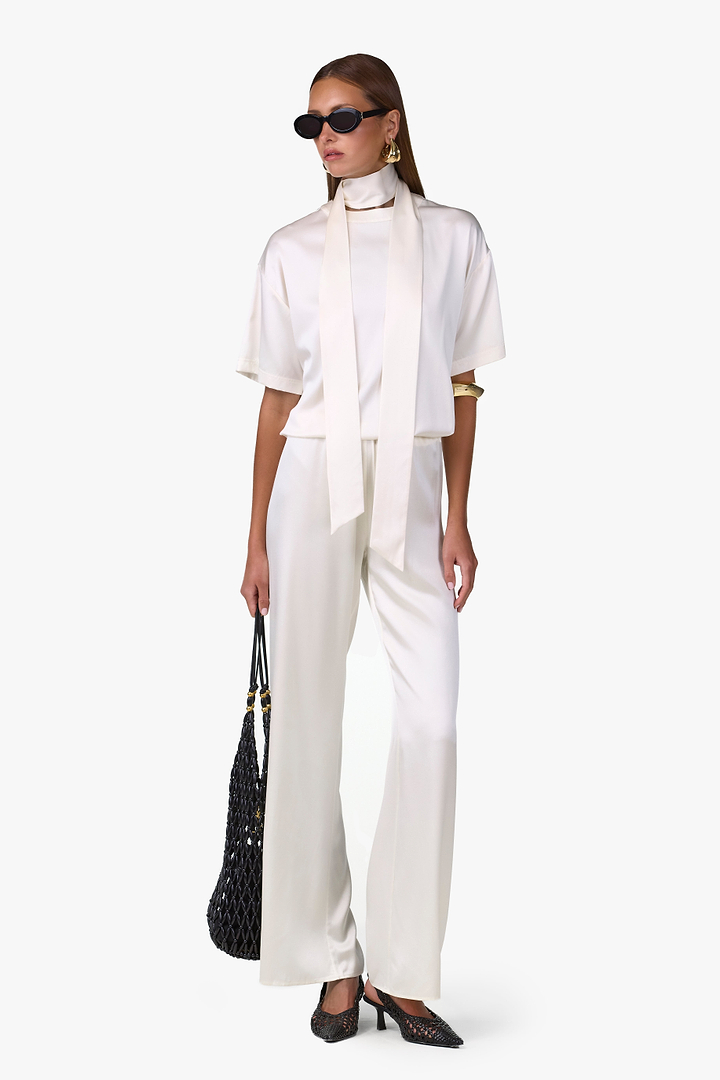 Silk Tee w/ Scarf (Cream)