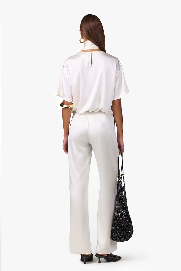 Silk Tee w/ Scarf (Cream)