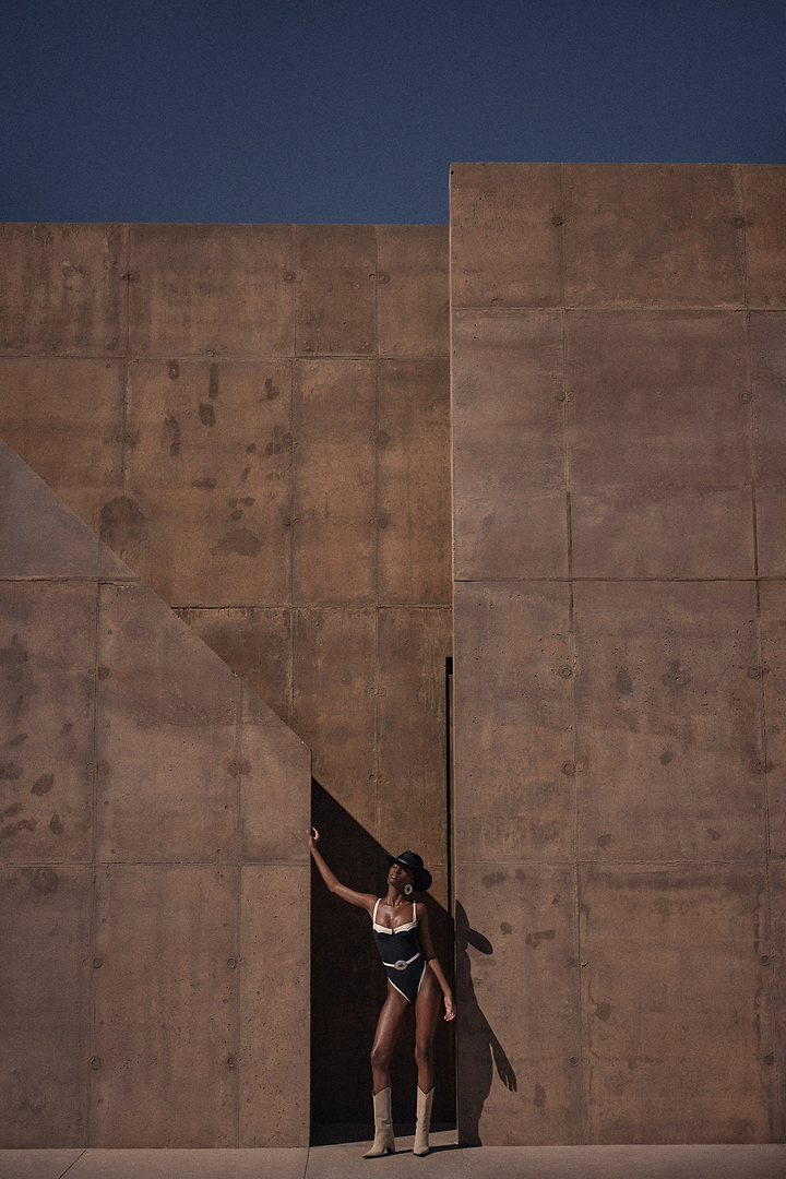 Western One Piece (Faux Suede Black/Cream)