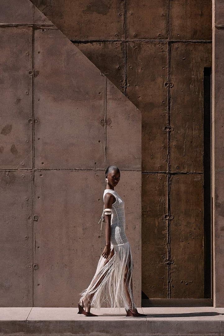 Fringe Knit Maxi Dress (Cream)