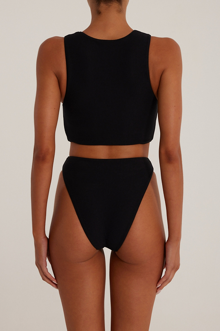 Rosette High Rise Bottom (Faux Suede Black/Cream)