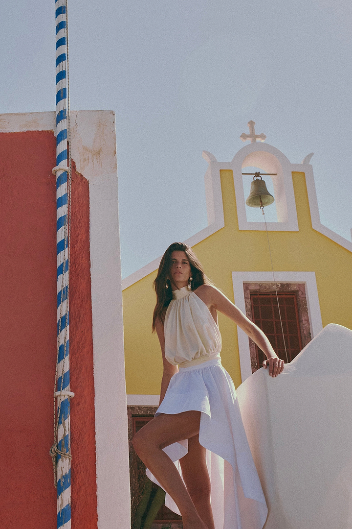 High Low Poplin Skirt (White)