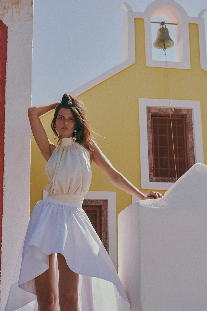High Low Poplin Skirt (White)