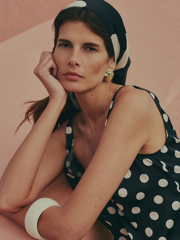Silk Tank (Black Polka Dot)