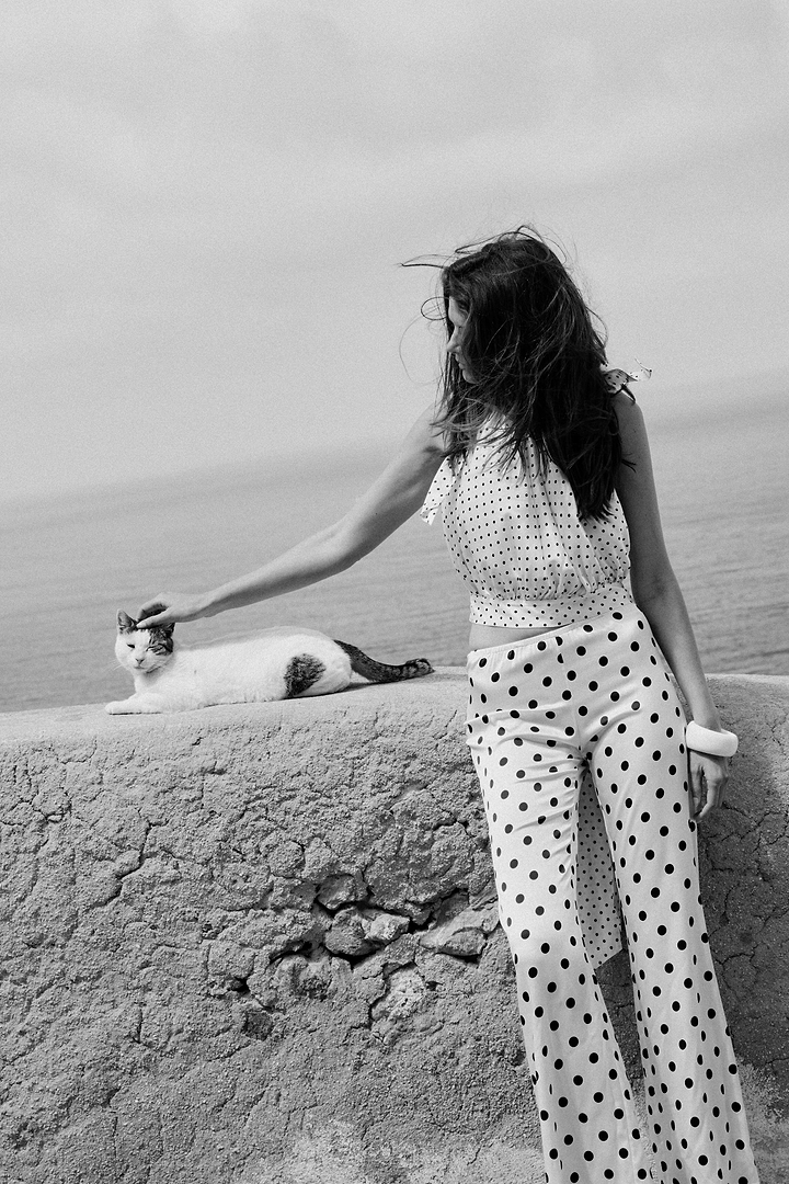 Silk Pant (Cream Polka Dot)