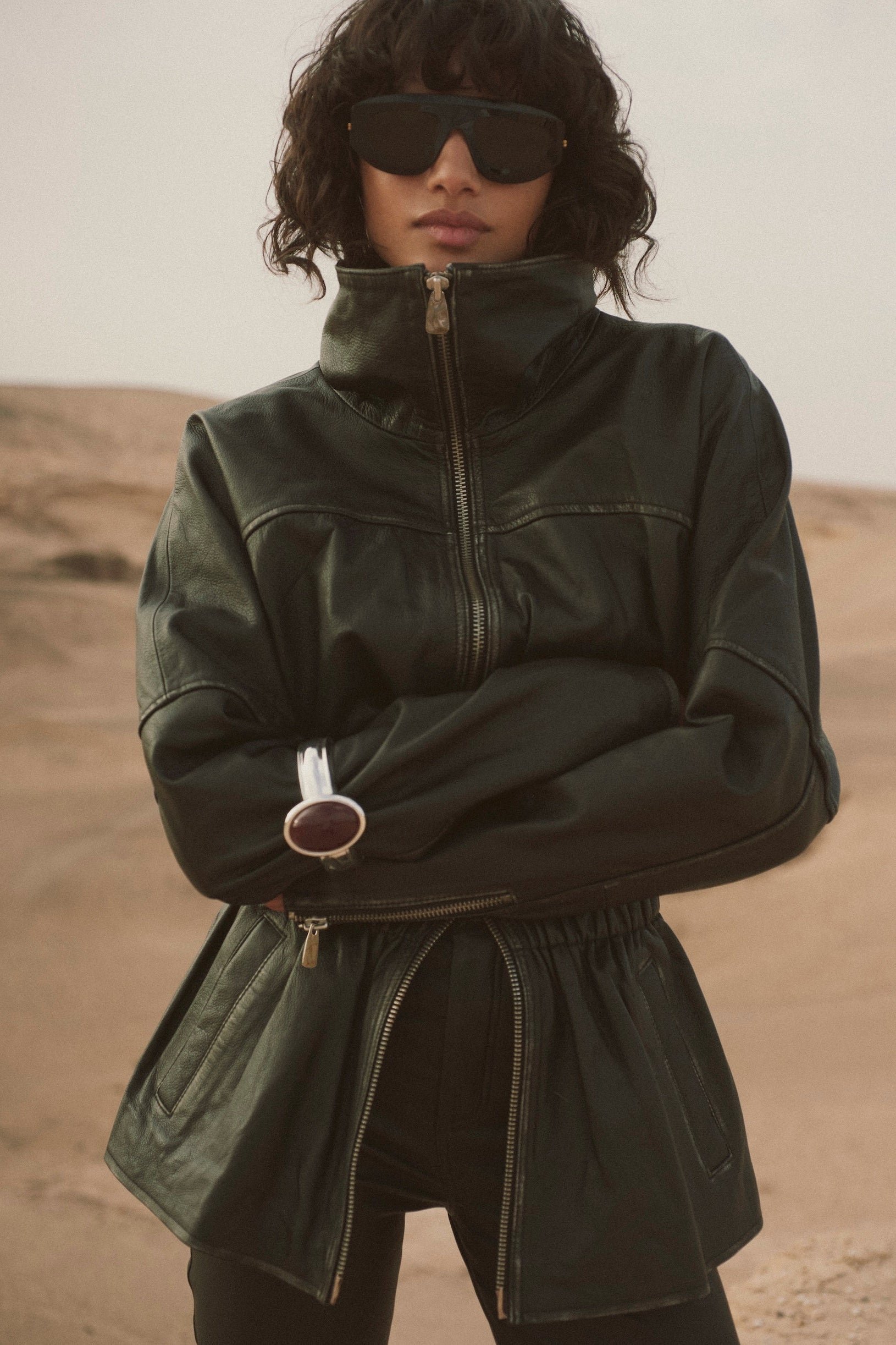 トップス Archive SCHORL LEATHER PATCH Zip Parka SAME | THE LEATHER PARKA | Black | Women's Outerwear