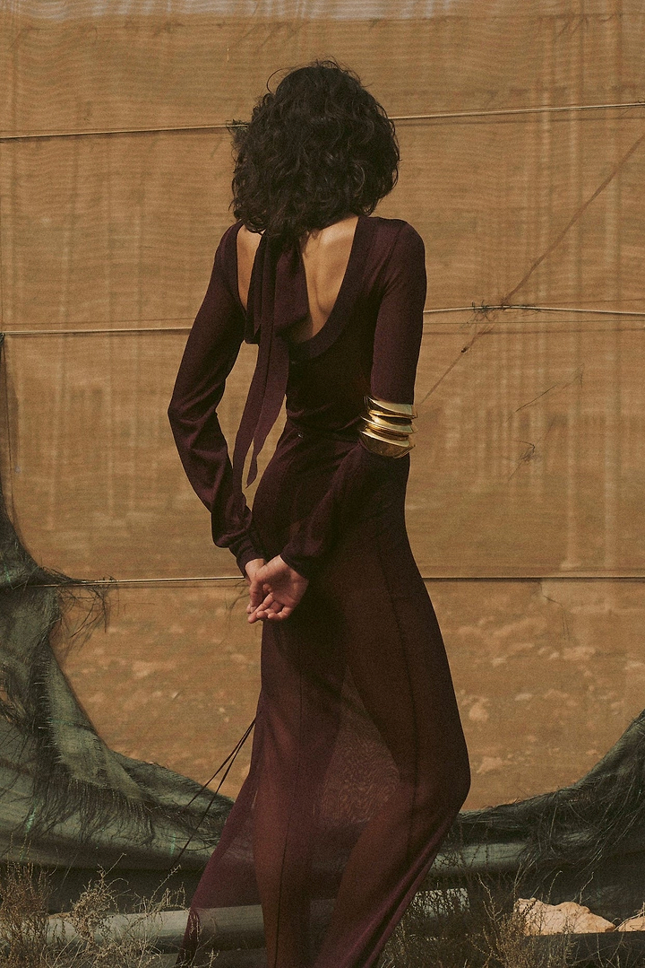 Open Back Knit Bodysuit (Merlot)