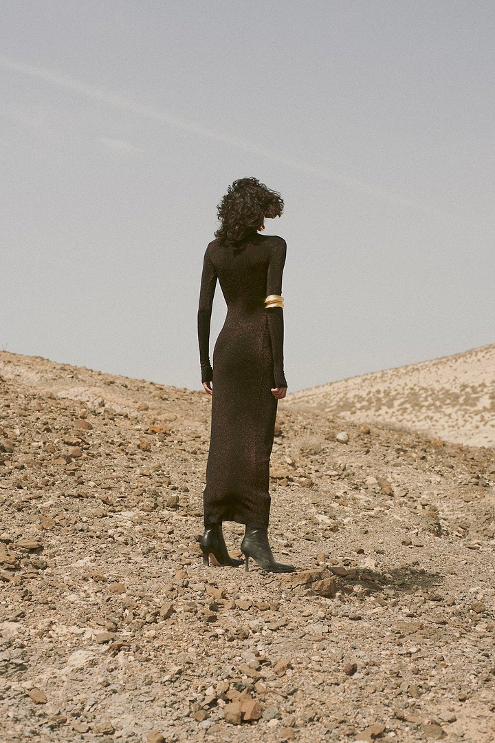 Shimmer Mockneck Dress (Black)