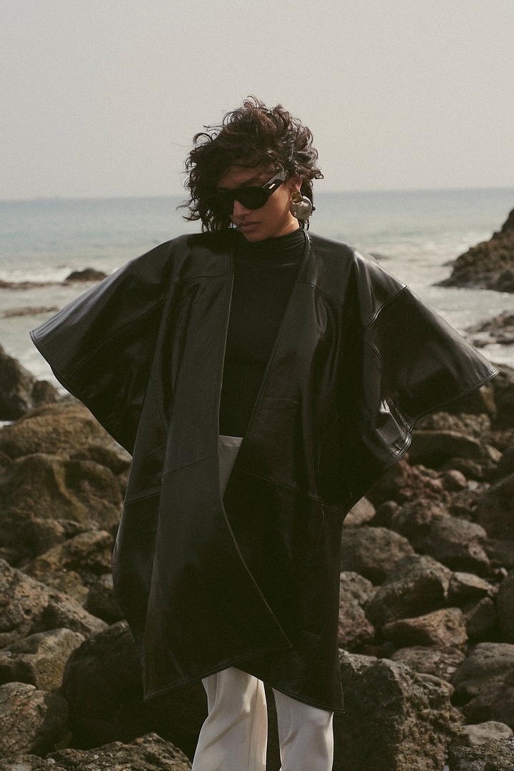 Leather Wrap Cape (Black)