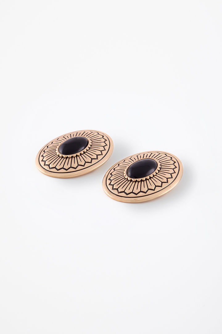 Western Oval Earring (Gold/Black)