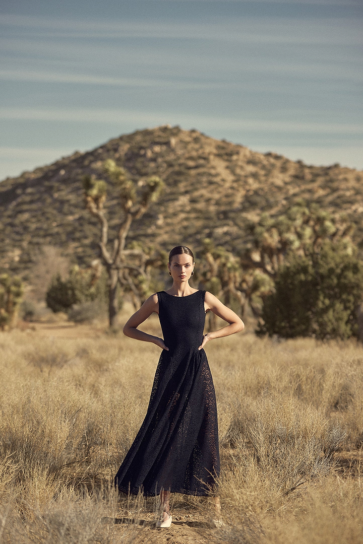 French Lace Midi Dress (Black)