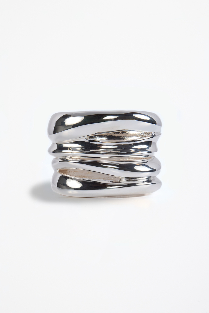 Layered Tower Bangle (Silver)