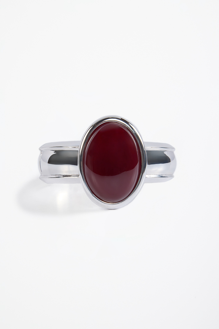 Stone Cuff (Silver/Oxblood)