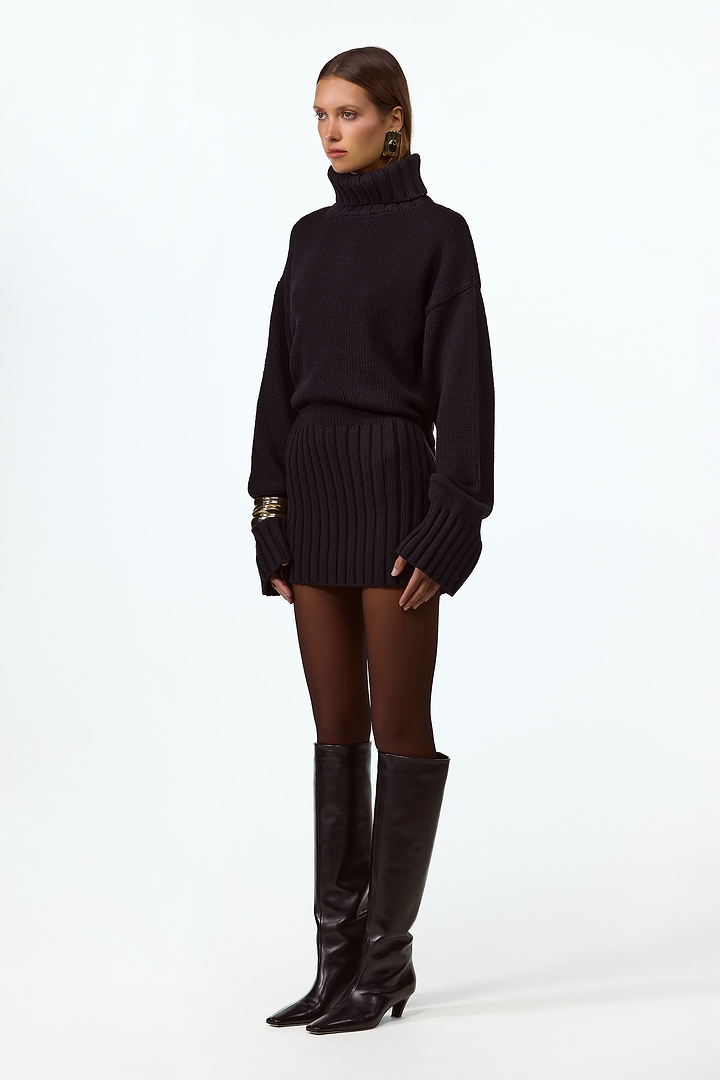 Knit Mini Dress (Black)