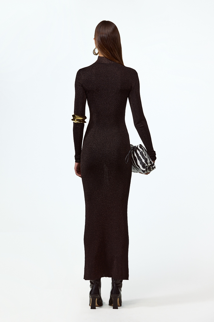 Shimmer Mockneck Dress (Black)