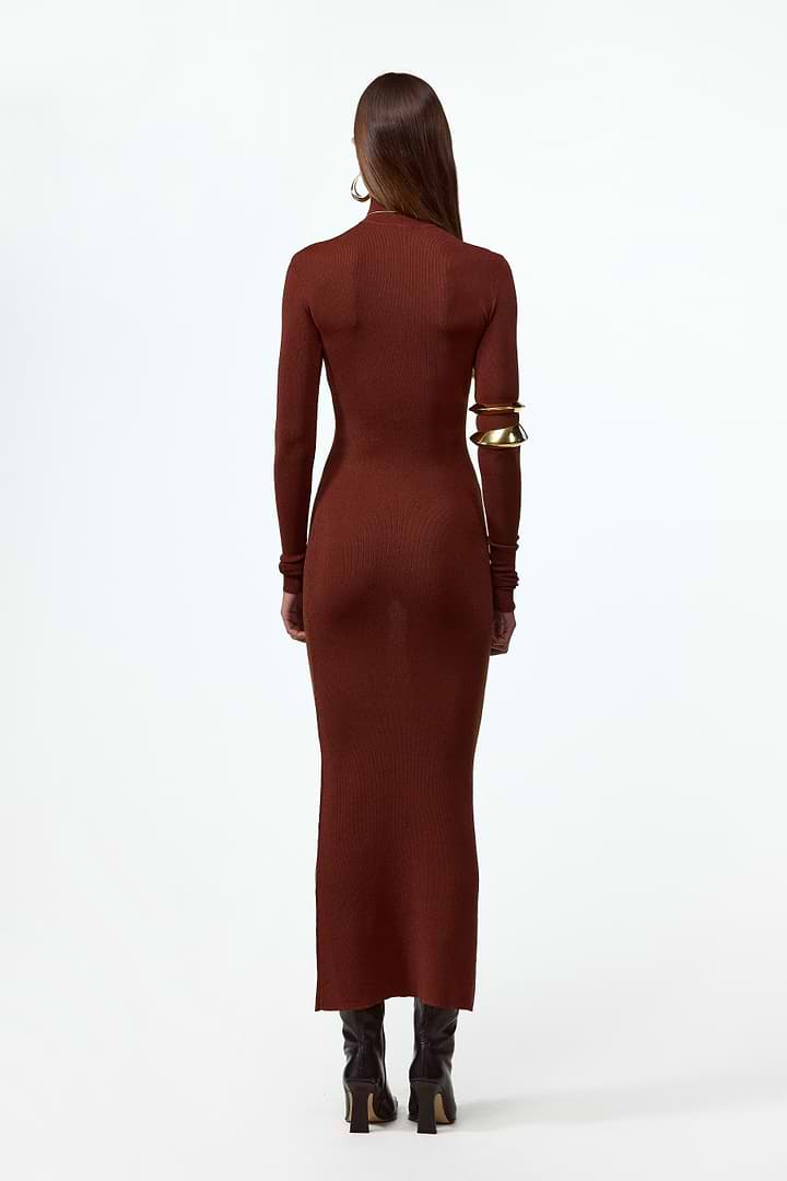 Same Shimmer Mockneck Maxi Dress - Rust Same Shimmer Mockneck Maxi Dress - Rust