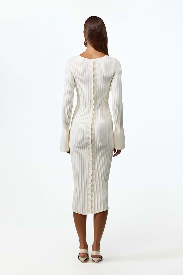 SAME | Cuffed Ribbed Knit Dress | Cream SAME | Cuffed Ribbed Knit Dress | Cream