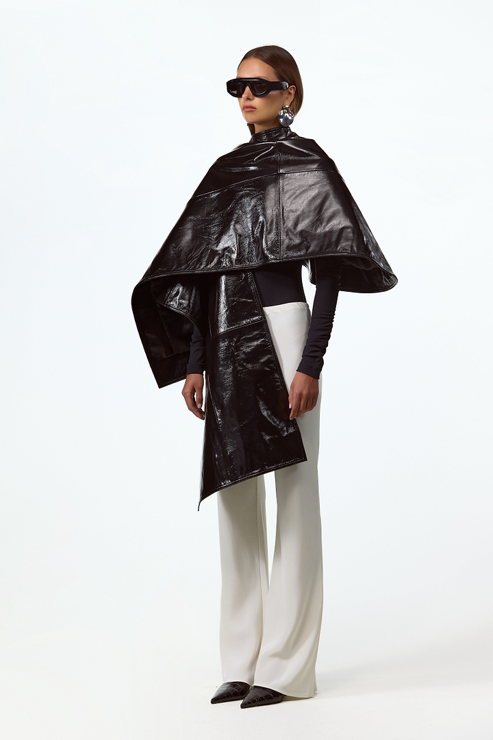 Leather Wrap Cape (Black)