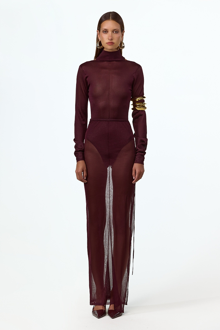 Open Back Knit Bodysuit (Merlot)