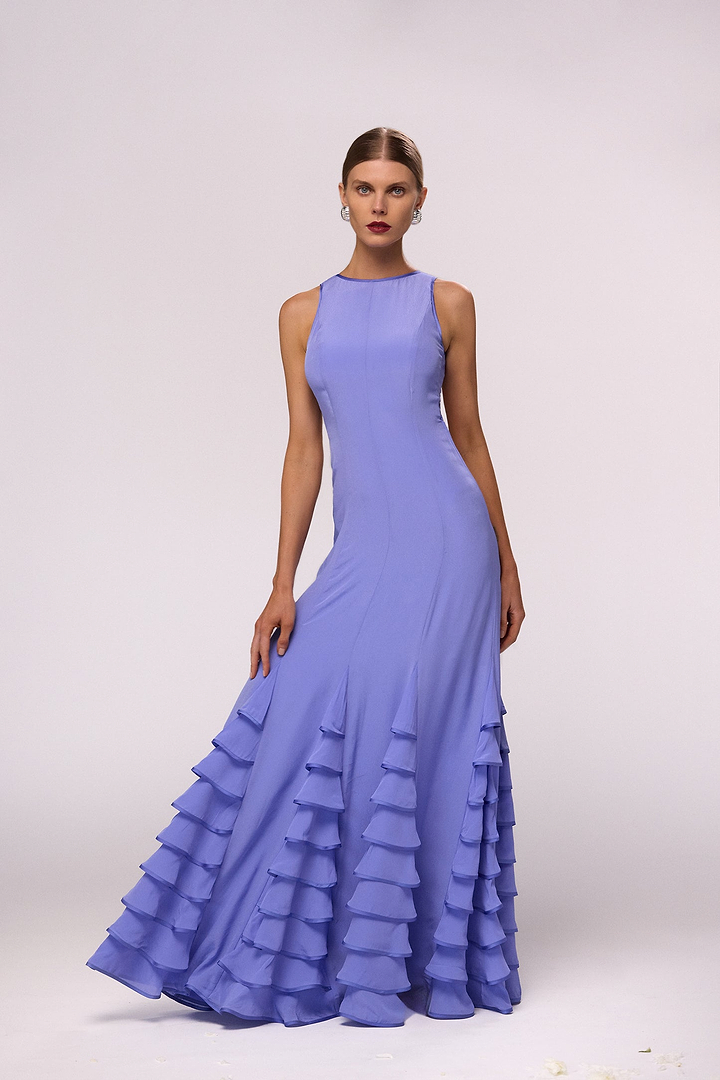 Tiered Chiffon Gown (Periwinkle)