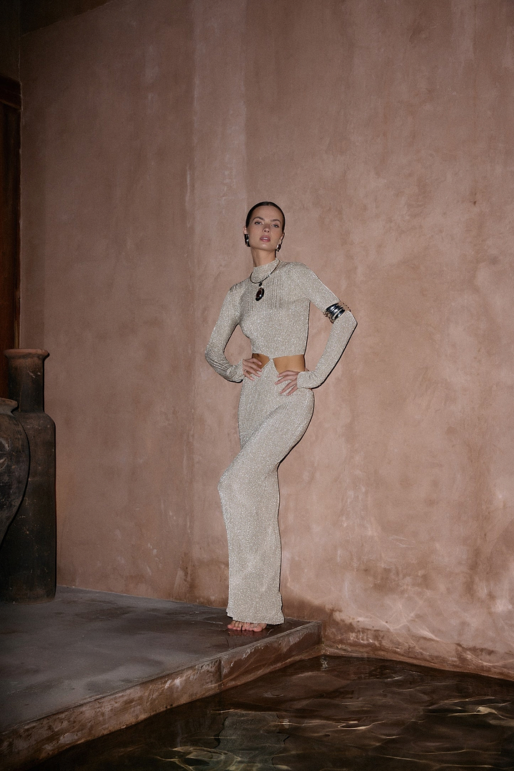 Metallic Twist Maxi Dress (Gold)