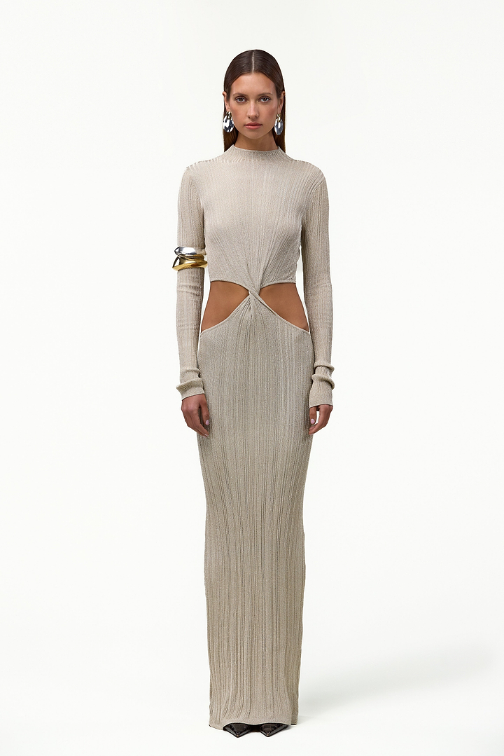 Metallic Twist Maxi Dress (Gold)