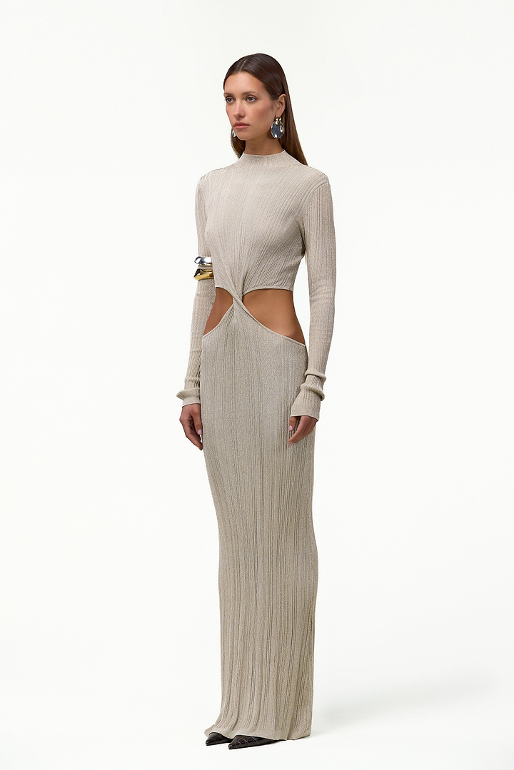 Metallic Twist Maxi Dress (Gold)