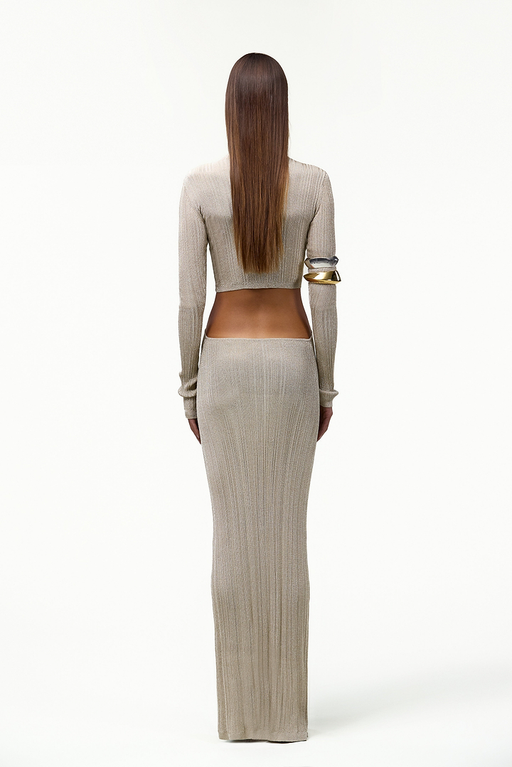 Metallic Twist Maxi Dress (Gold)