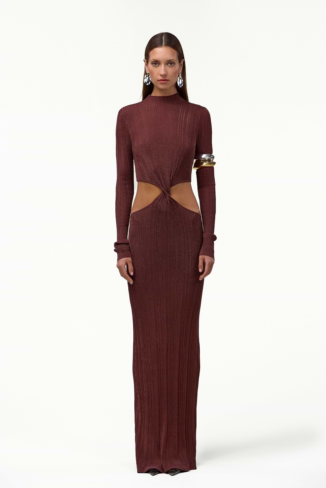 SAME Metallic Twist Maxi Dress | Merlot | Women's Dresses XS / Chocolate Brown SAME Metallic Twist Maxi Dress | Merlot | Women's Dresses XS / Chocolate Brown