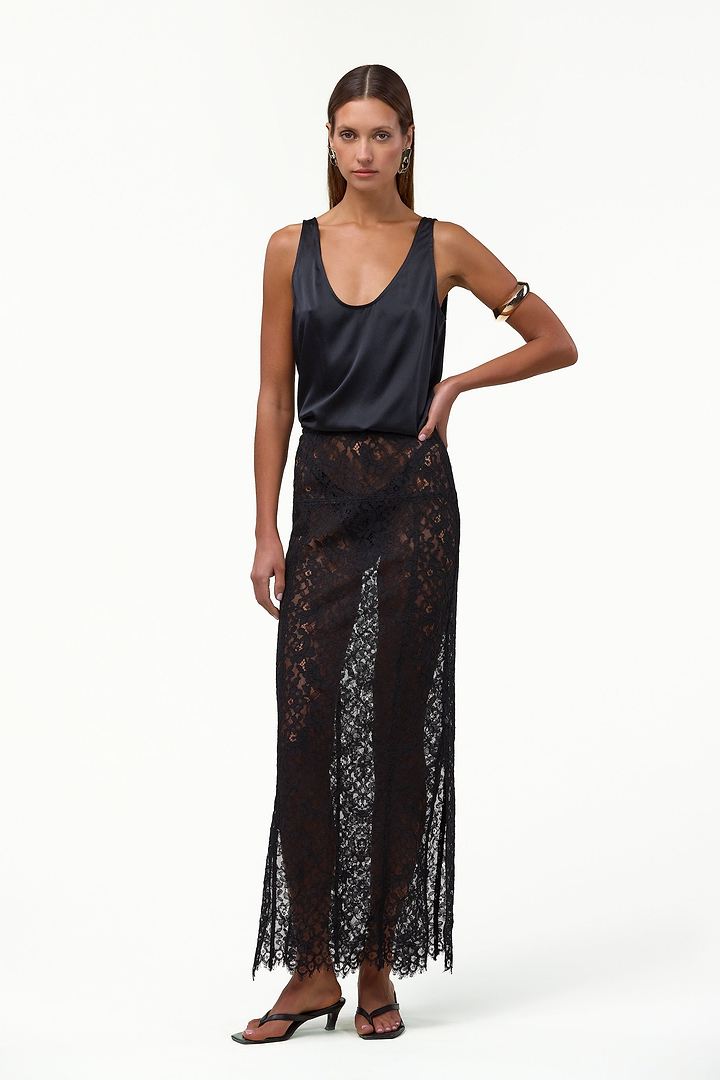 Lace Maxi Skirt (Black)