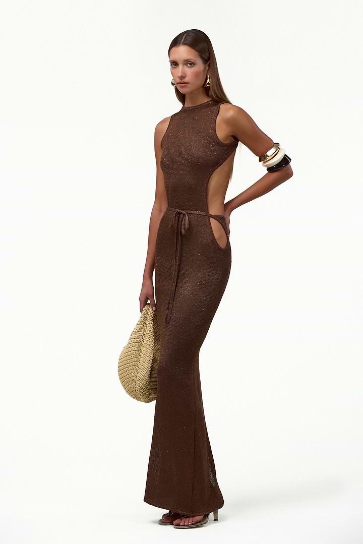 SAME Tie Maxi Dress | Chocolate Brown