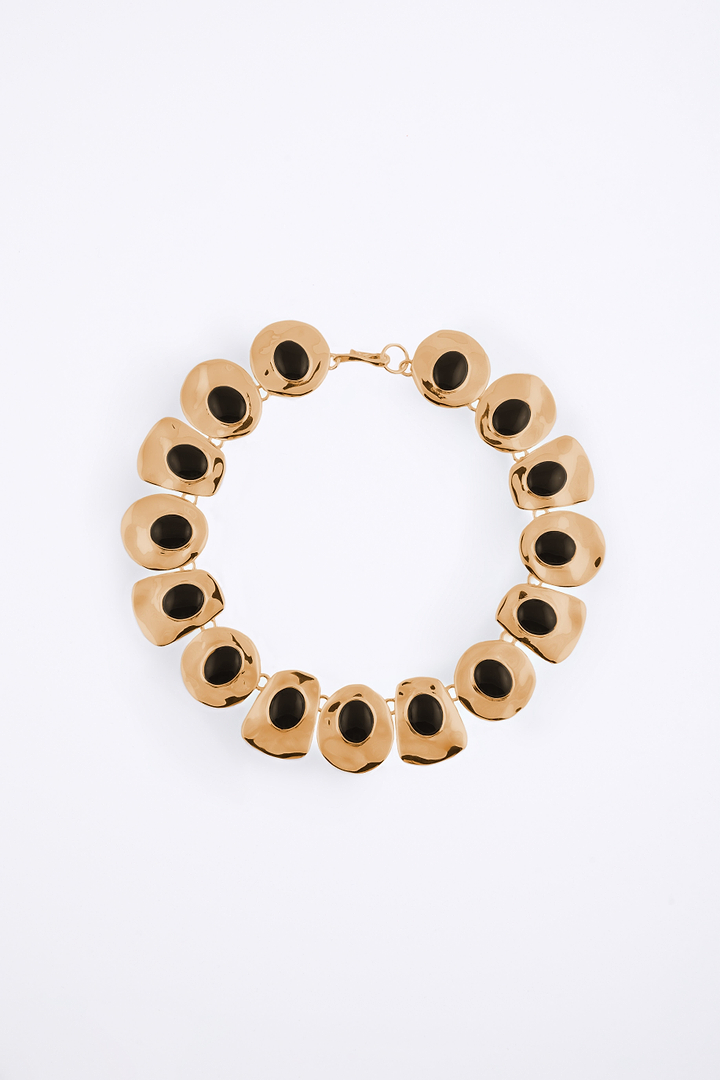 Stone Collar Necklace (Gold/Black)