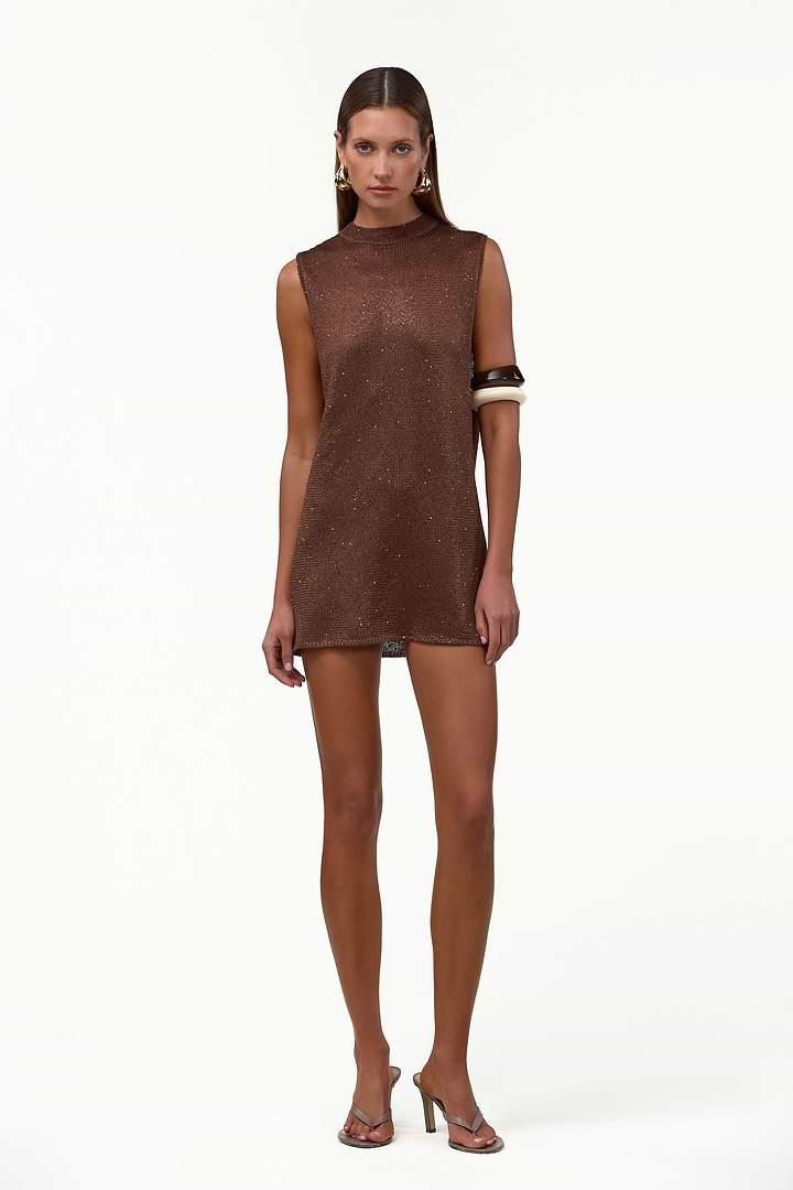 knit sequin mini dress Self Portrait-Black Sequin Knit Mini Dresses Black-Dresses