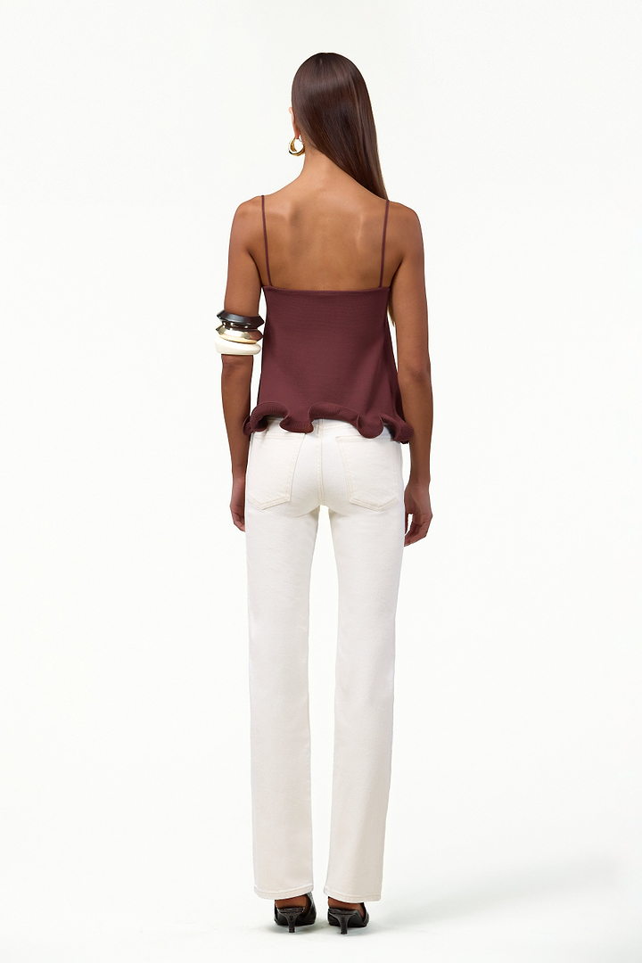 Ruffle Hem Tank Top (Chocolate Brown)