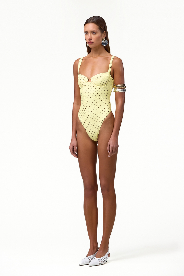 Bustier One Piece (Yellow Brown Polka Dot)