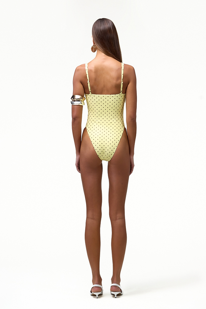 Bustier One Piece (Yellow Brown Polka Dot)