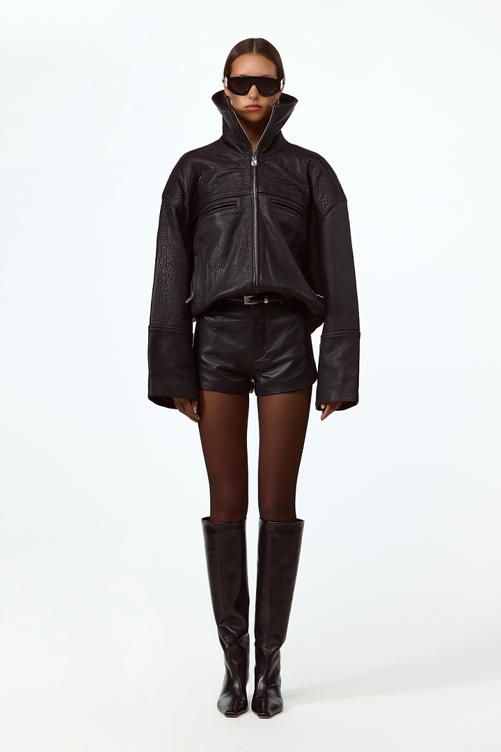 The Leather Bomber Jacket (Black)