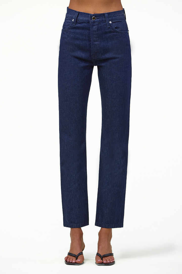 The Straight Ankle Jean (Dark Indigo)