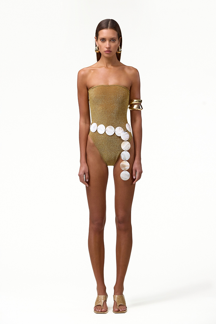 Strapless One Piece (Mocha Shimmer Lurex)