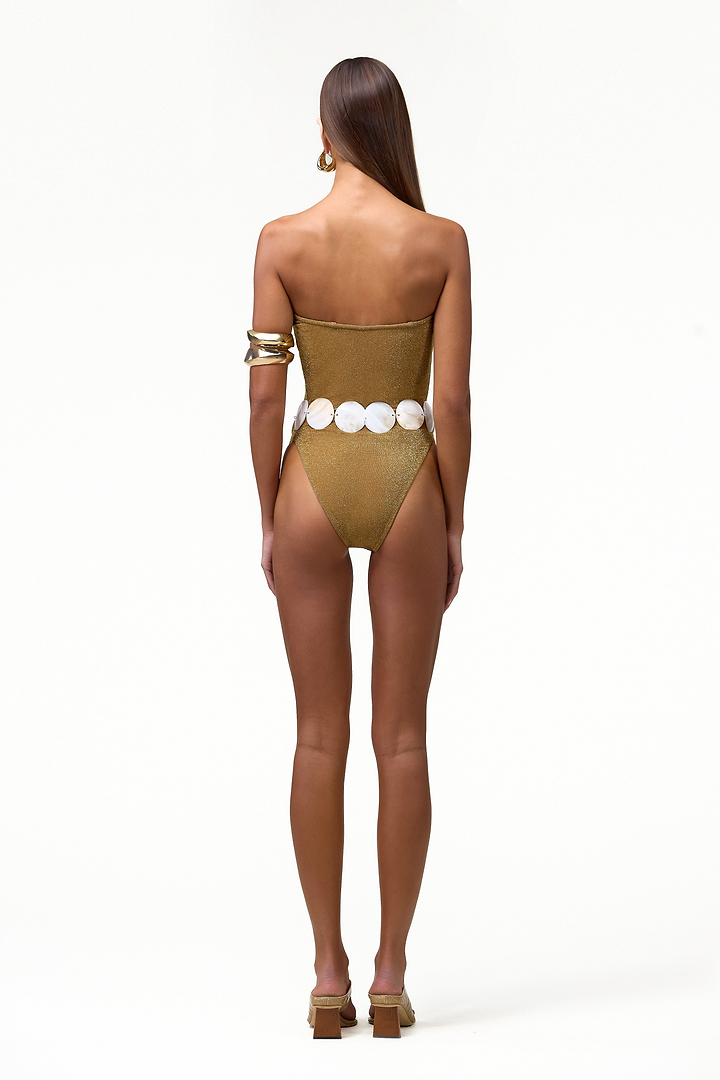 Strapless One Piece (Mocha Shimmer Lurex)