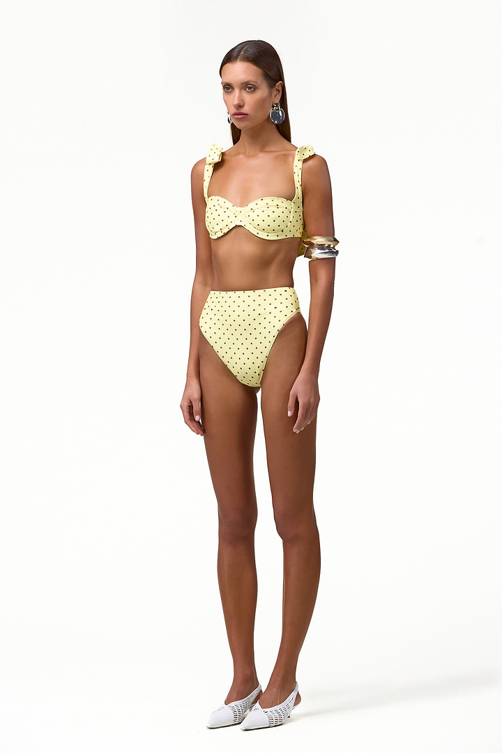 High Rise Bottom (Yellow Brown Polka Dot)