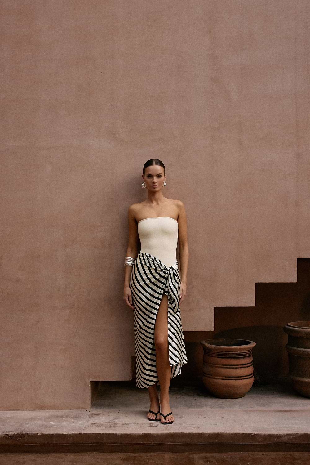 silk sarong dress SILK WIGGLE DOT SARONG GOWN