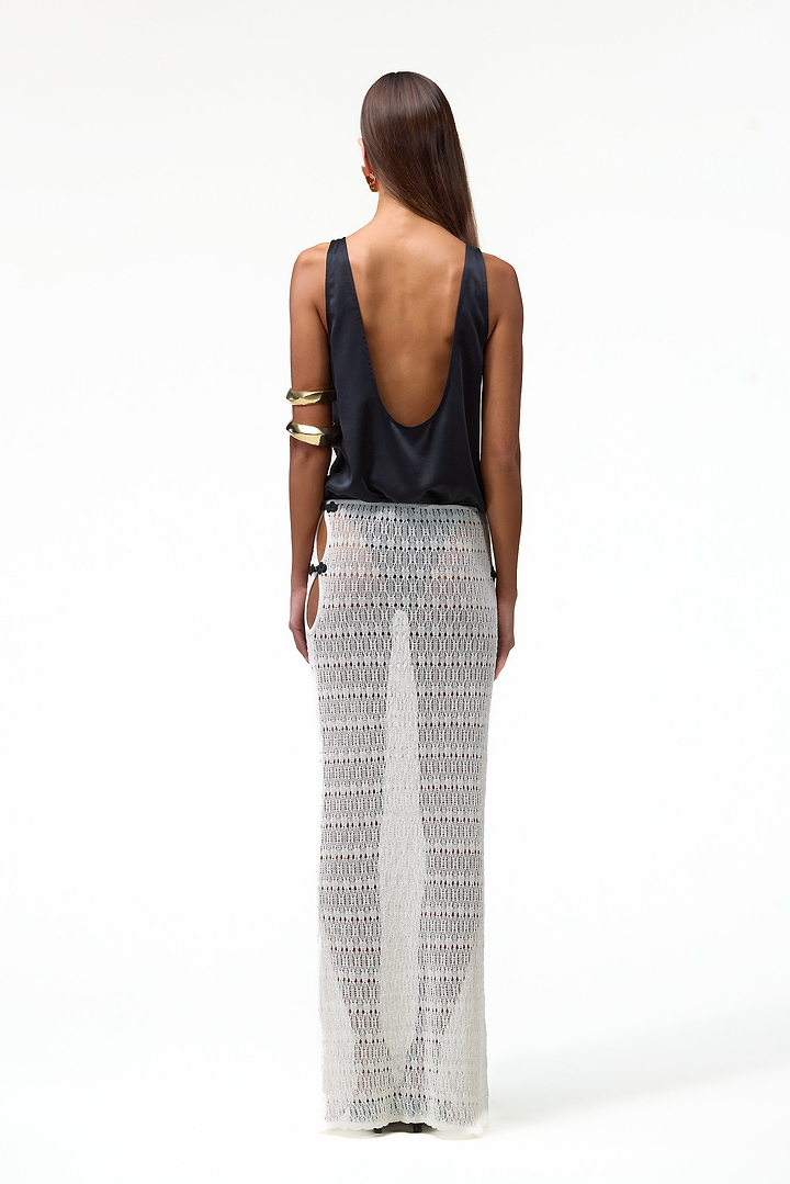 Keyhole Maxi Skirt (Cream)