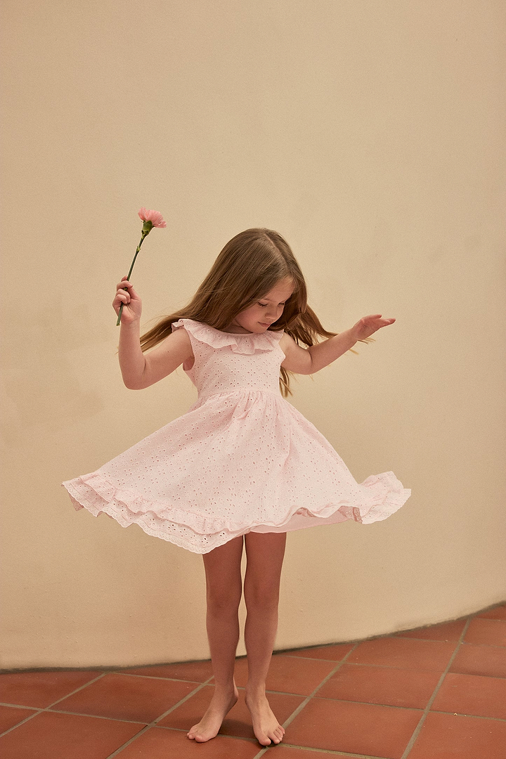 kids eyelet dress (baby pink)