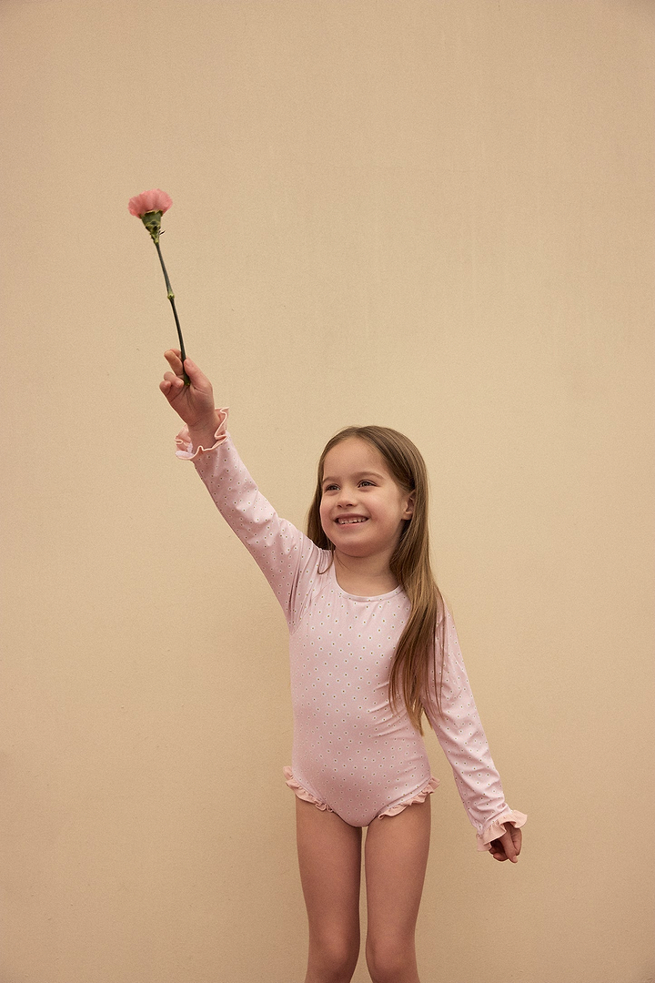 ruffle rashguard one piece (pink daisy)